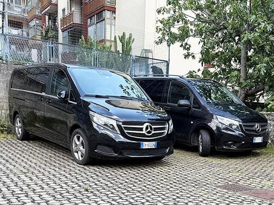 Silver Mercedes V-Class minivan ideal for luxury group tours and Amalfi Coast transfers